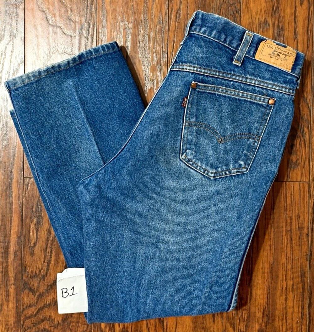 Vintage 80s Levis 557 For Cowboys Jeans Made In USA Rigid Denim Western 34x27